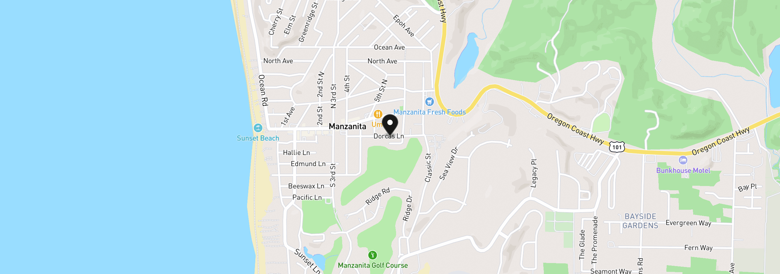 Map showing the location of 578 Dorcas Ln 4, Manzanita, OR 97130