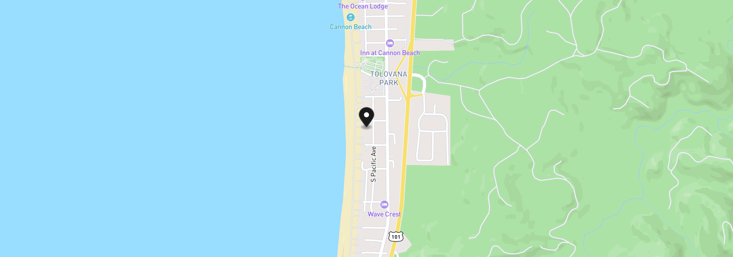 Map showing the location of 3632 Pacific St, Cannon Beach, OR 97110
