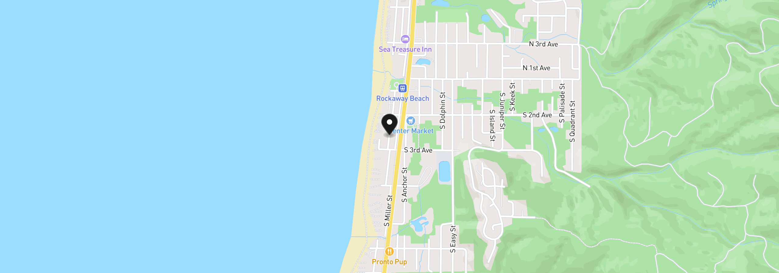 Map showing the location of 260 N Pacific St, Rockaway Beach, OR 97136