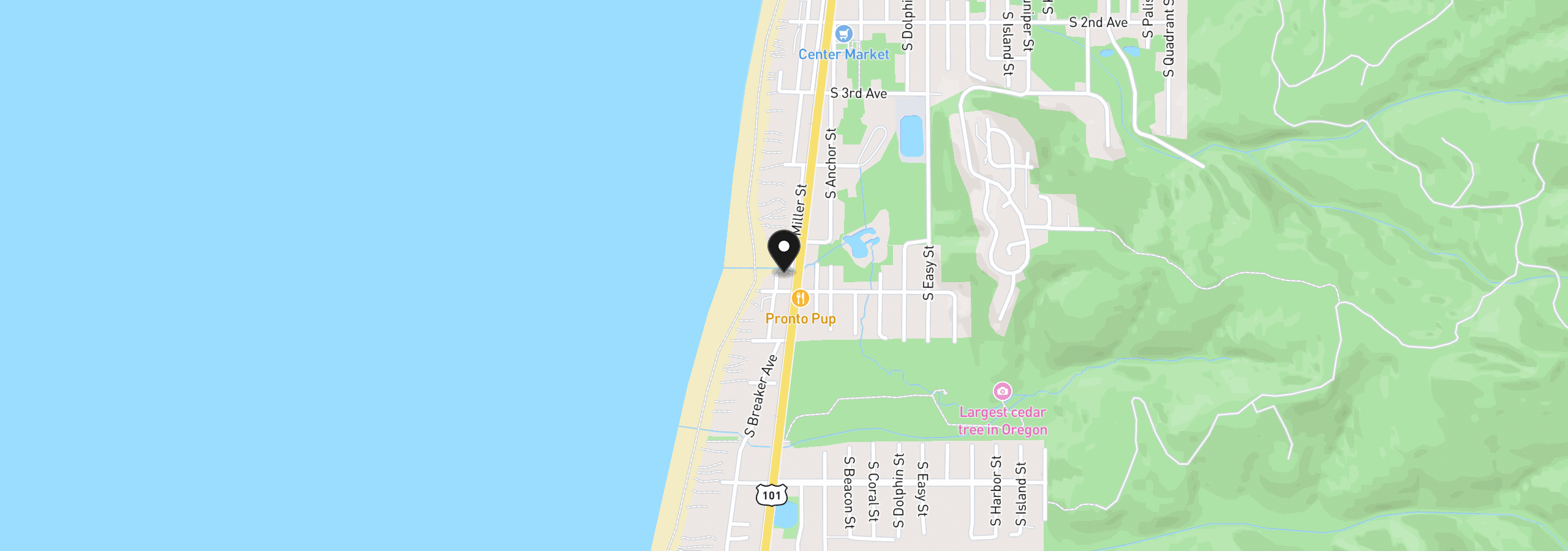 Map showing the location of 544 Pacific St, Rockaway Beach, OR 97136