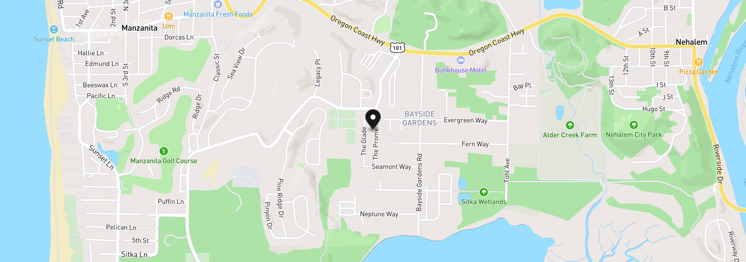 Map showing the location of 35160 The Promenade, Manzanita, OR 97130