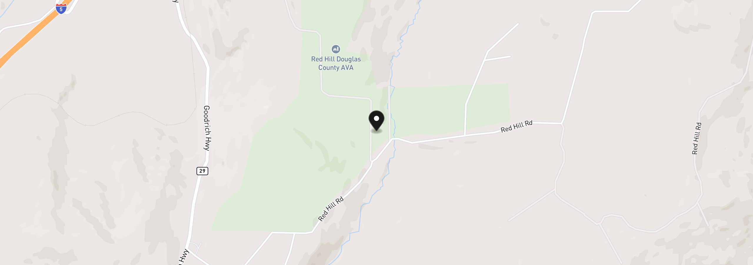 Map showing the location of 1066 Red Hill Rd, Oakland, OR 97462