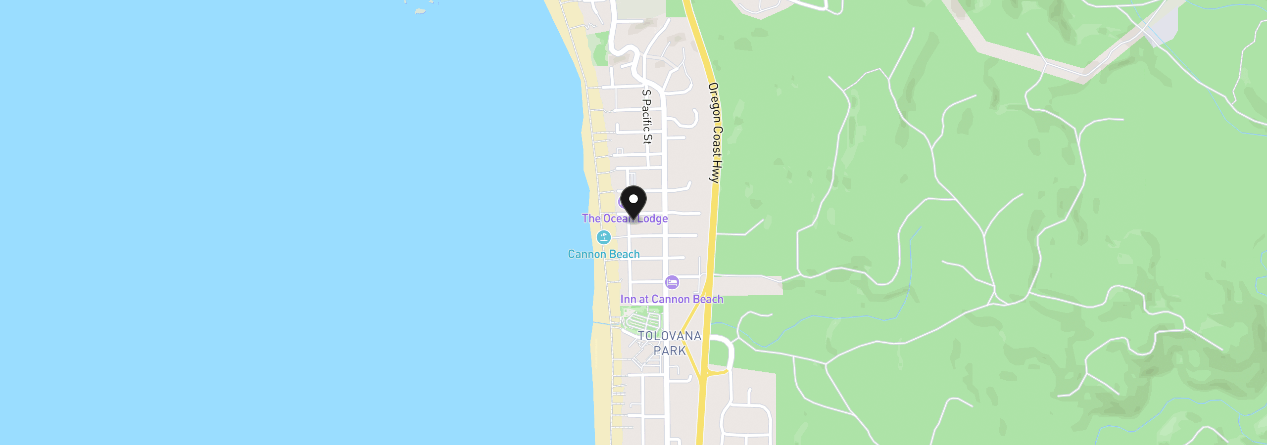 Map showing the location of 2939 Pacific Ave, Cannon Beach, OR 97110