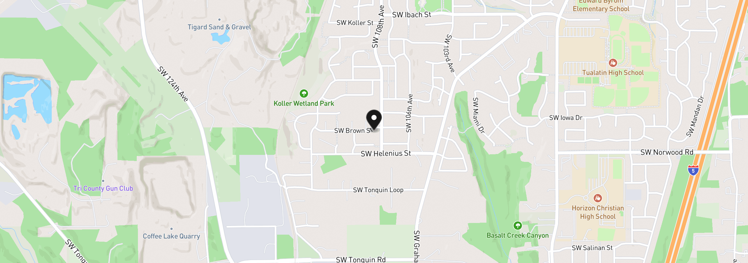 Map showing the location of 10818 SW Brown St, Tualatin, OR 97062