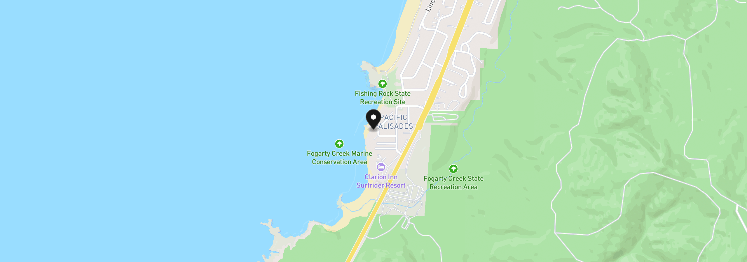 Map showing the location of 130 Fishing Rock Dr, Depoe Bay, OR 97341