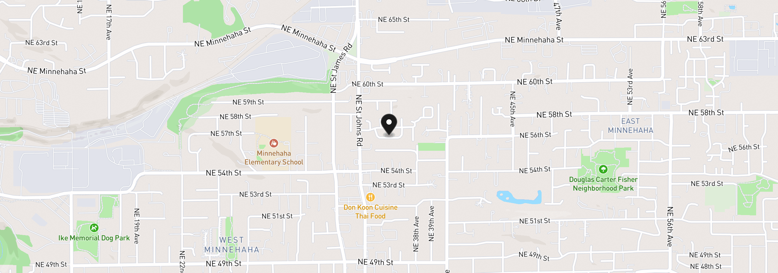 Map showing the location of 5701 NE St Johns Rd 34, Vancouver, Wa 98661