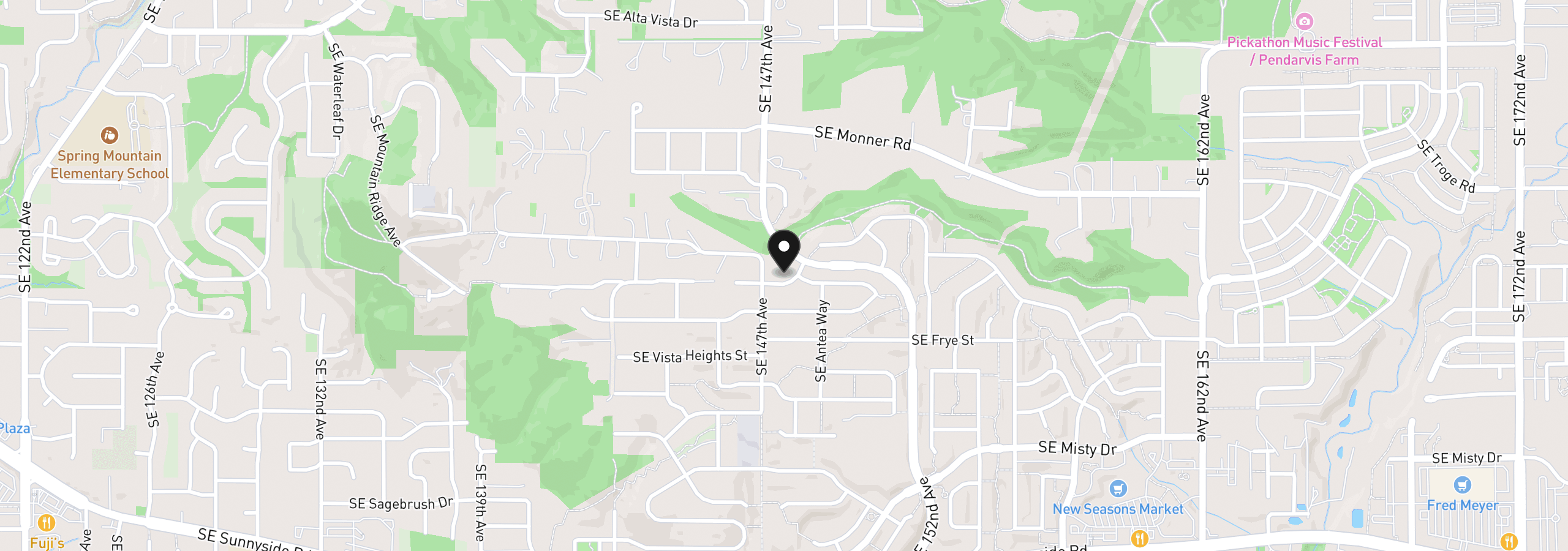 Map showing the location of 14739 SE Badger Creek Rd, Happy Valley, OR 97086