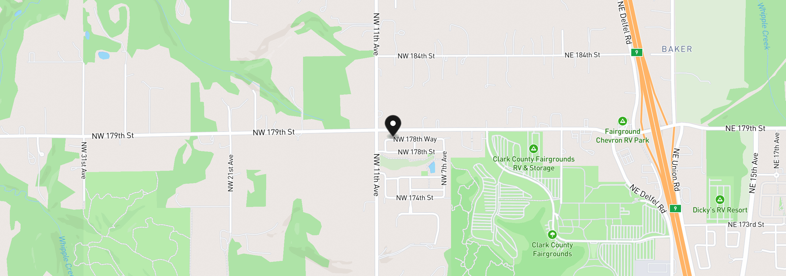 Map showing the location of 1006 NW 178th Way, Ridgefield, Wa 98642