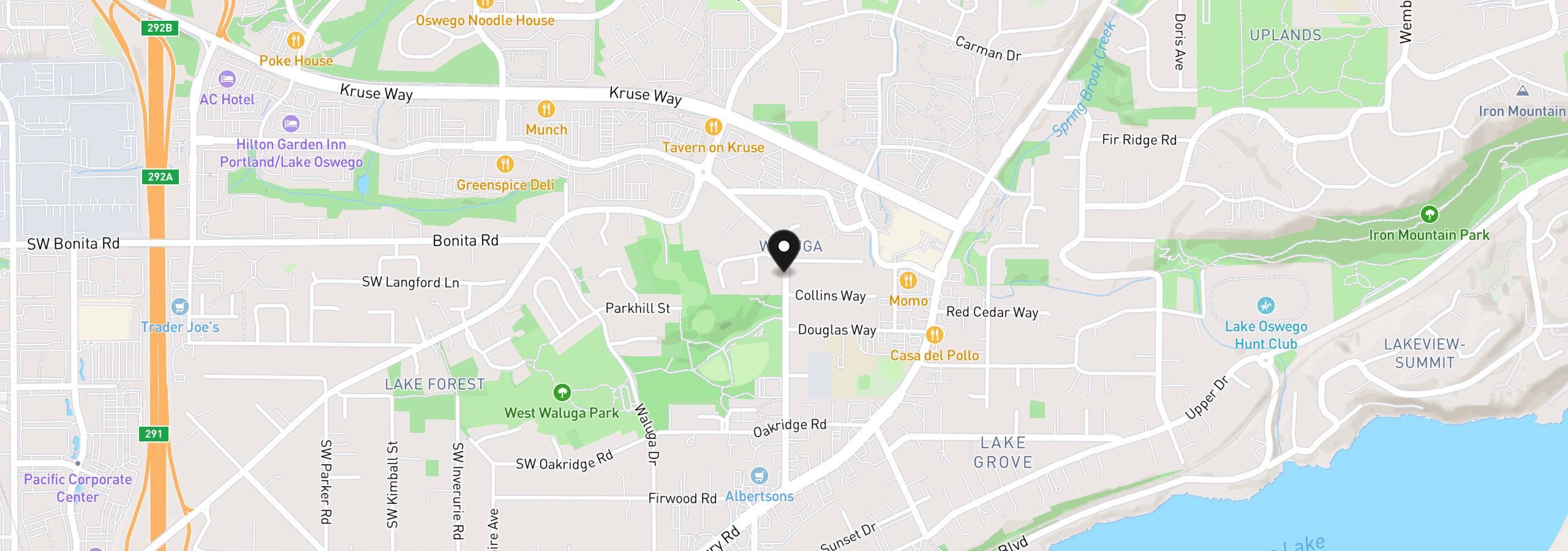 Map showing the location of 15337 Quarry Rd, Lake Oswego, OR 97035