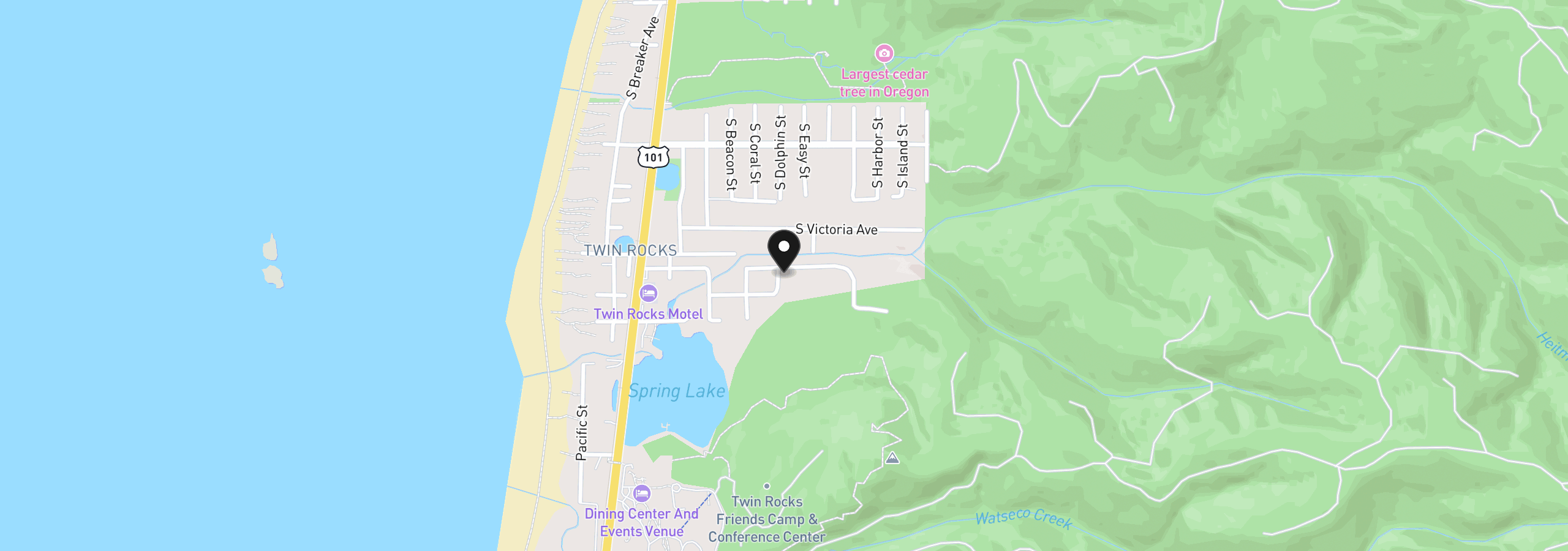 Map showing the location of 8515 Hollyhock St, Rockaway Beach, OR 97136