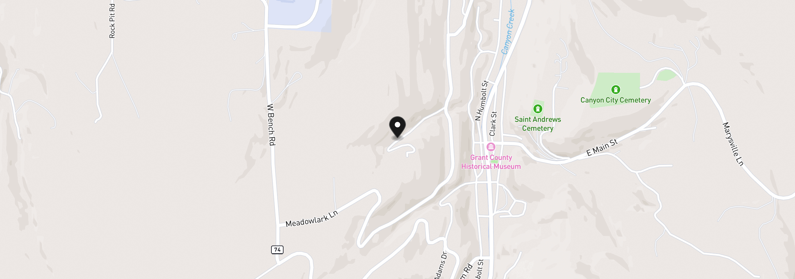 Map showing the location of 0 Cougar Ridge Road, Canyon City, OR 97820