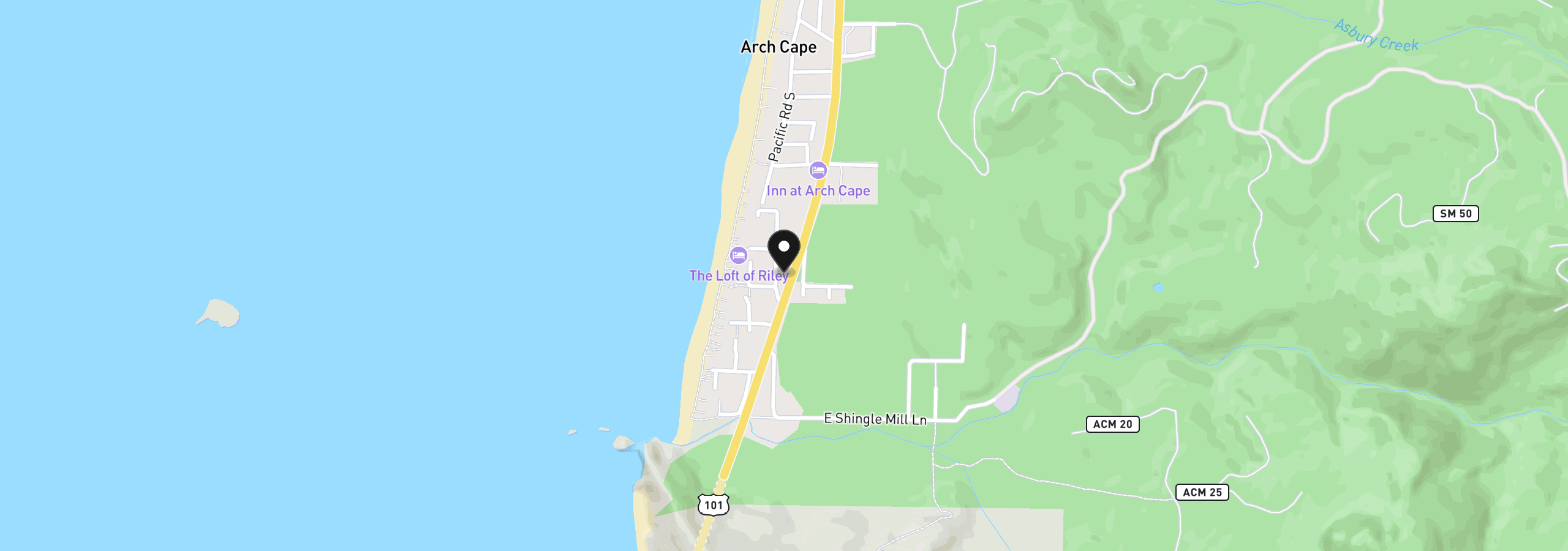 Map showing the location of 79917 W Beach Rd, Arch Cape, OR 97102