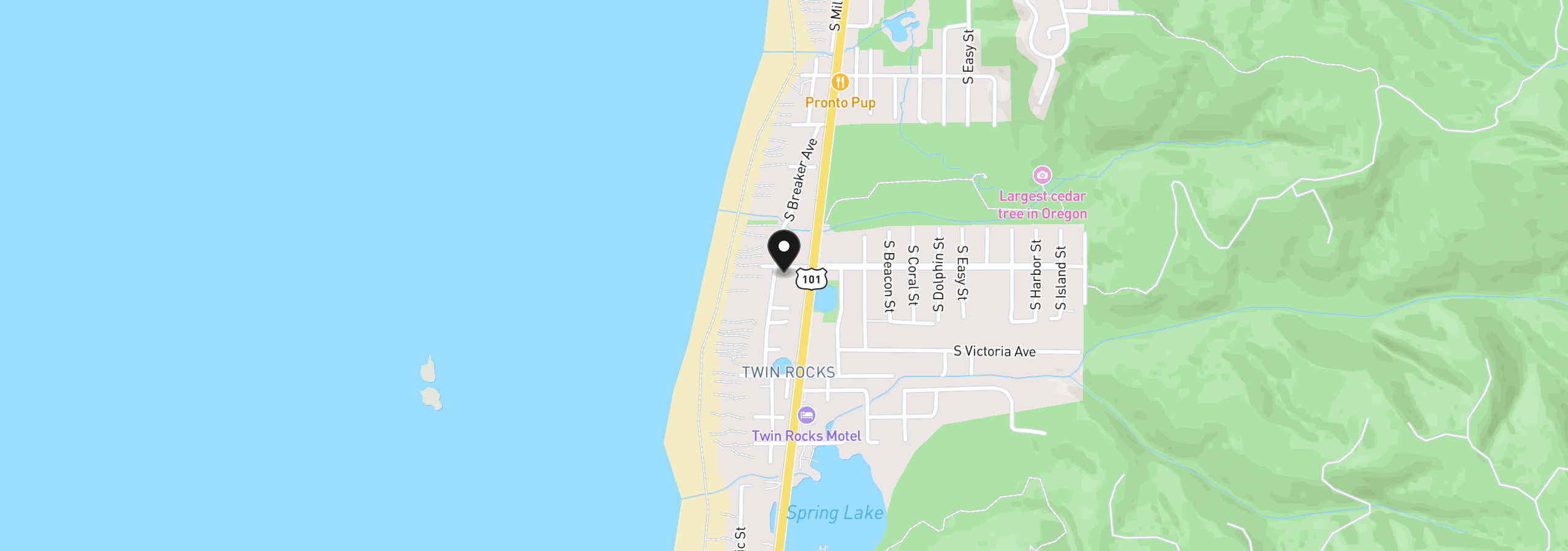 Map showing the location of 1008 Breaker Ave, Rockaway Beach, OR 97136