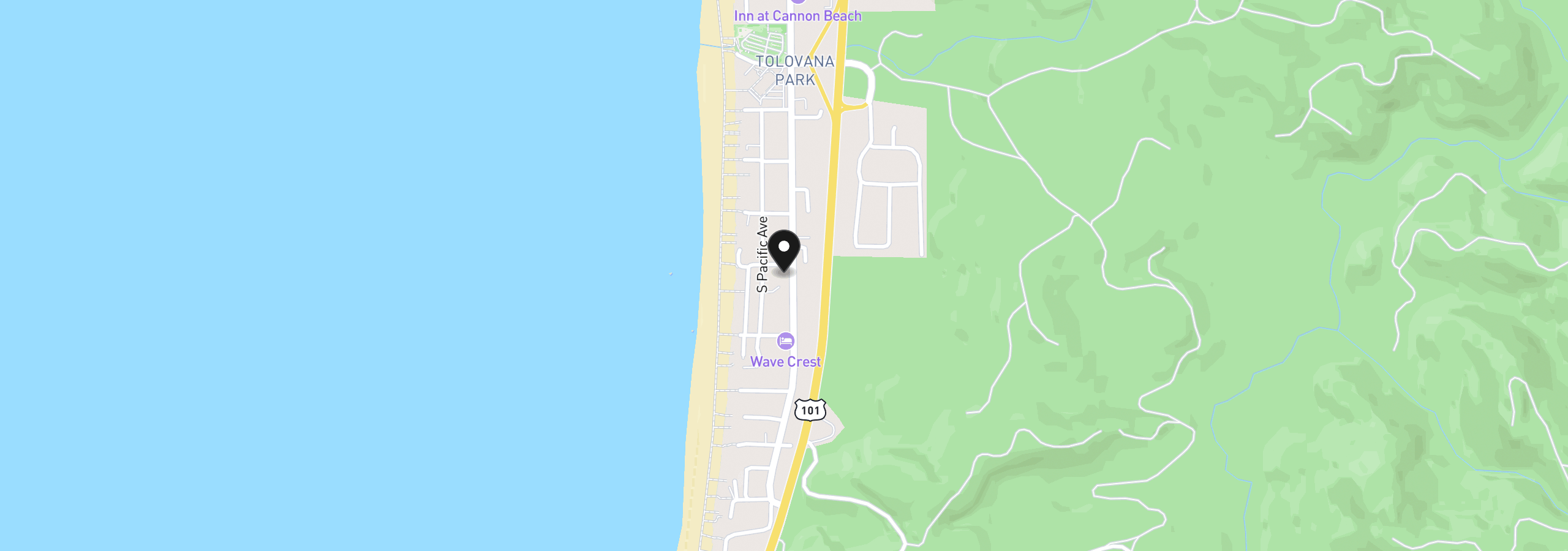 Map showing the location of 3824 Hemlock St, Cannon Beach, OR 97110