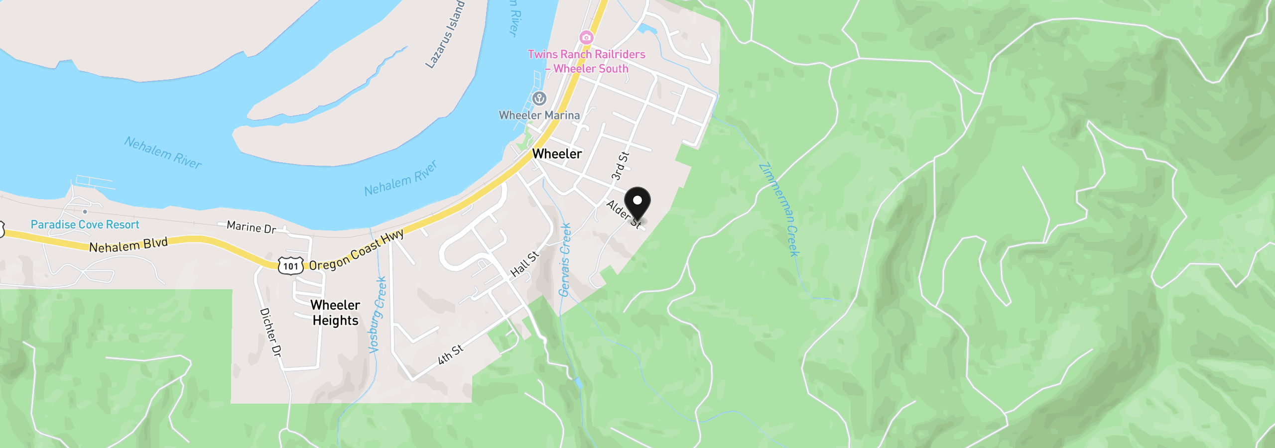 Map showing the location of Alder St, Wheeler, OR 97147