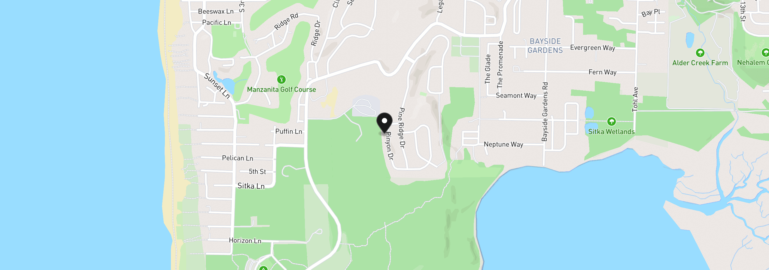 Map showing the location of 34570 Pinyon Dr, Manzanita, OR 97130