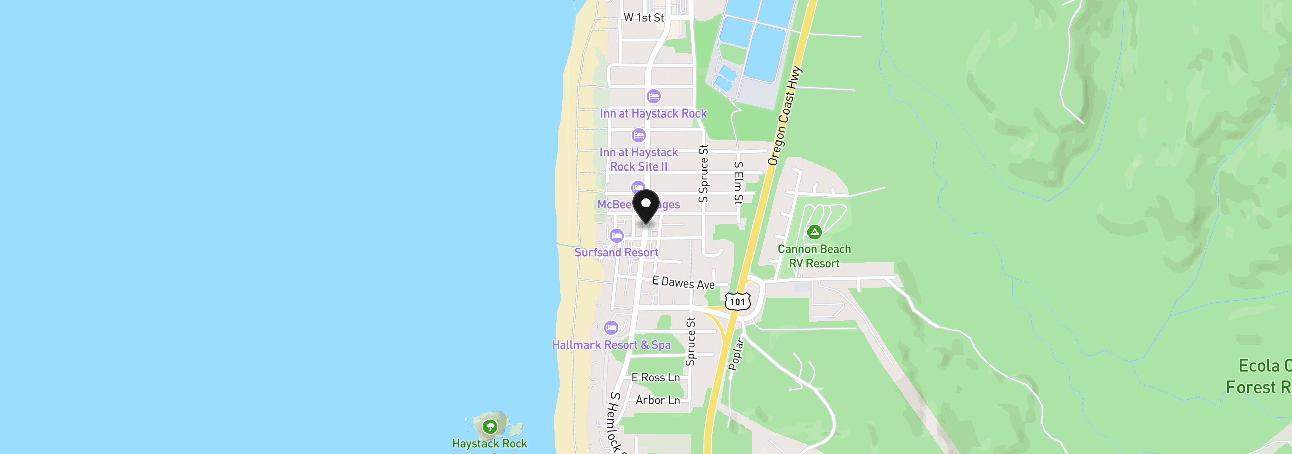 Map showing the location of Cannon Beach Ridge 104, Cannon Beach, OR 97110