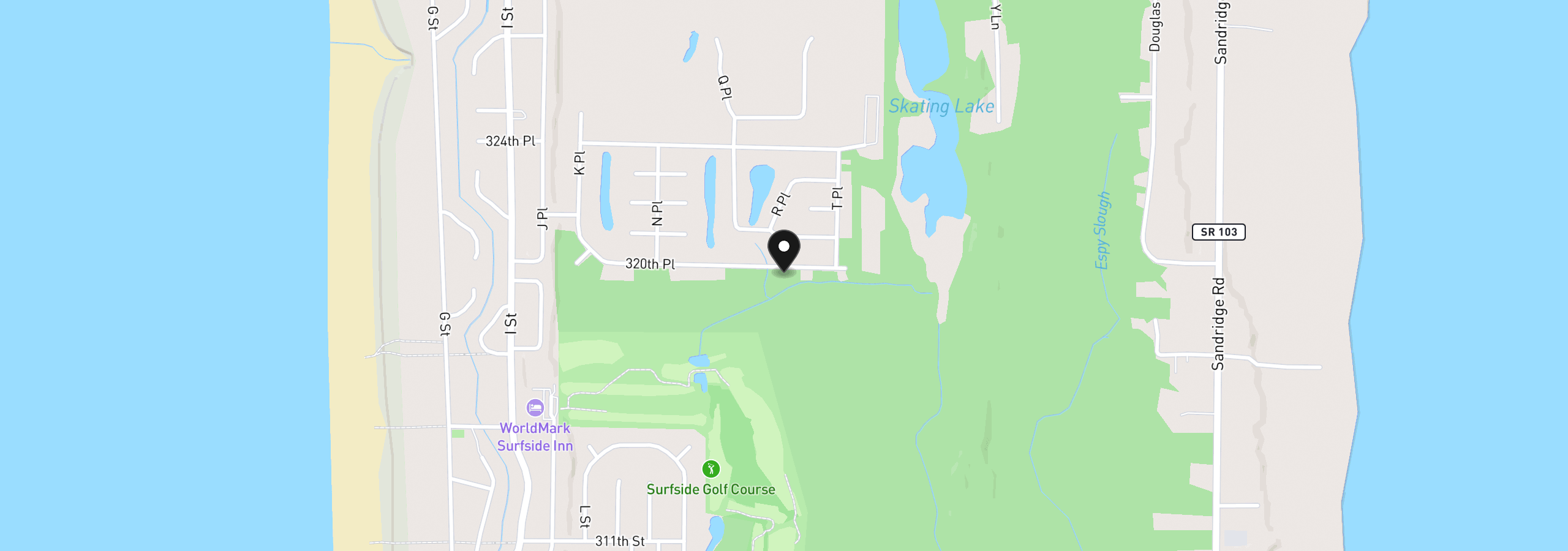 Map showing the location of 1806 320th Pl, Ocean Park, Wa 98640