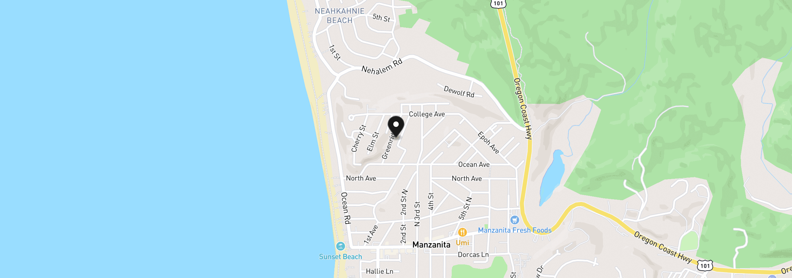 Map showing the location of 818 Greenridge St, Manzanita, OR 97130