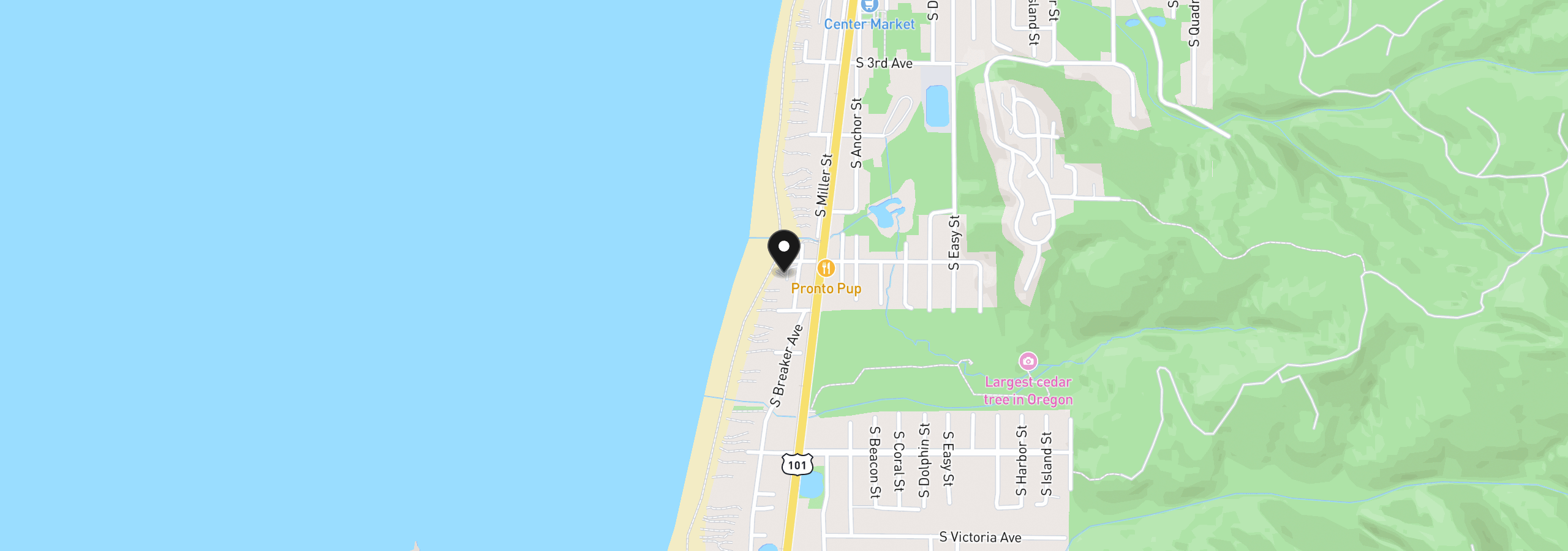 Map showing the location of 621 S Pacific St #8, Rockaway Beach, OR 97136