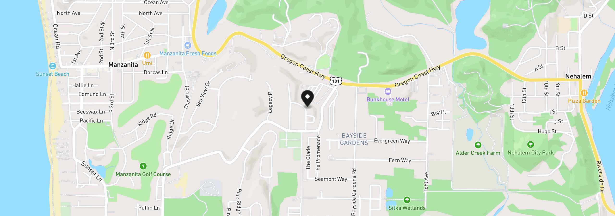 Map showing the location of Schooner Way, Manzanita, OR 97130