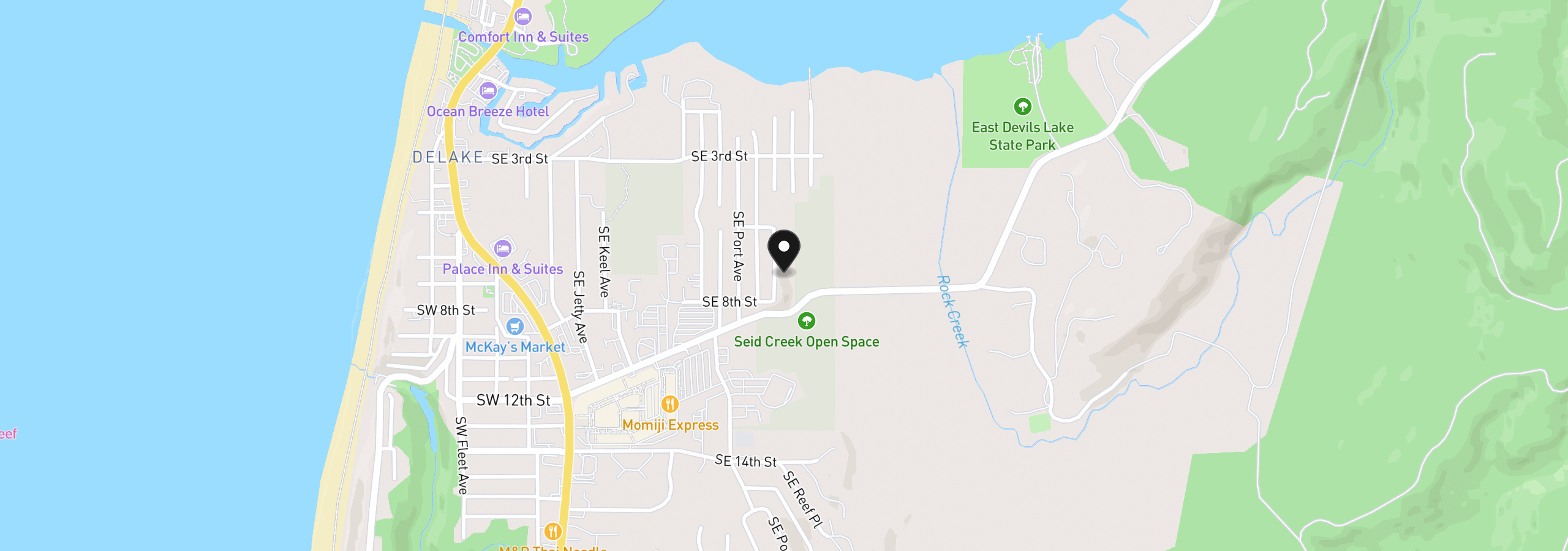Map showing the location of 646 SE Reef Ave, Lincoln City, OR 97367