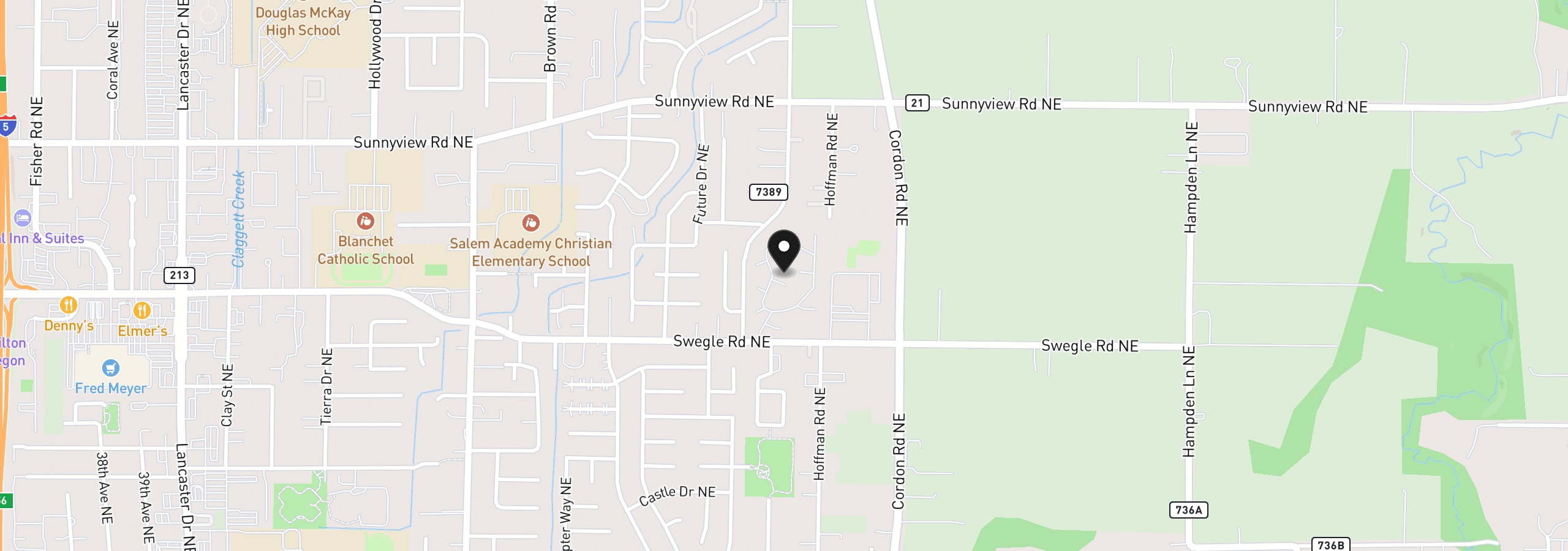 Map showing the location of 4915 Swegle Rd 52, Salem, OR 97301