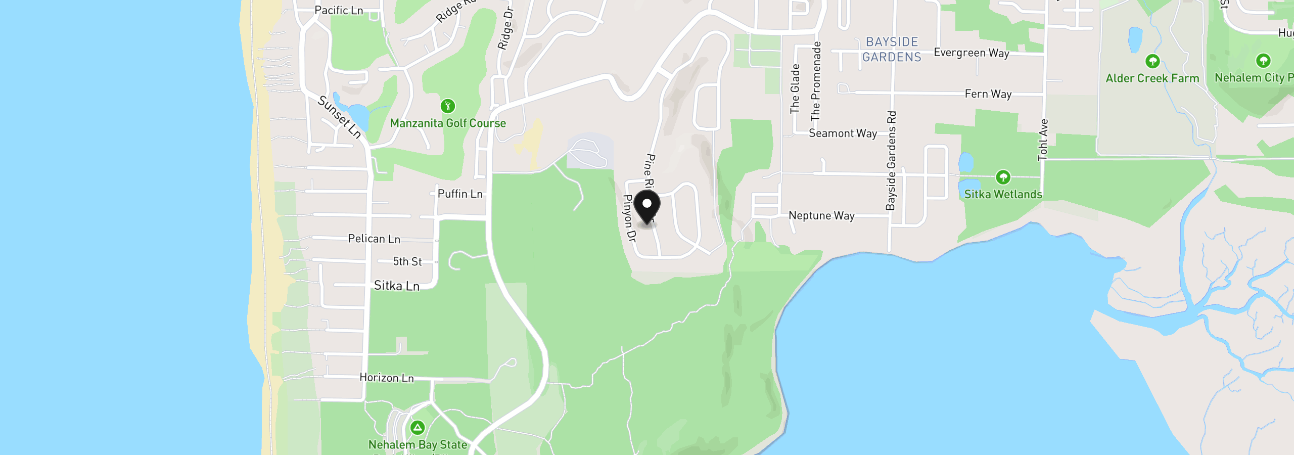 Map showing the location of 9940 Pine Ridge Dr, Manzanita, OR 97130