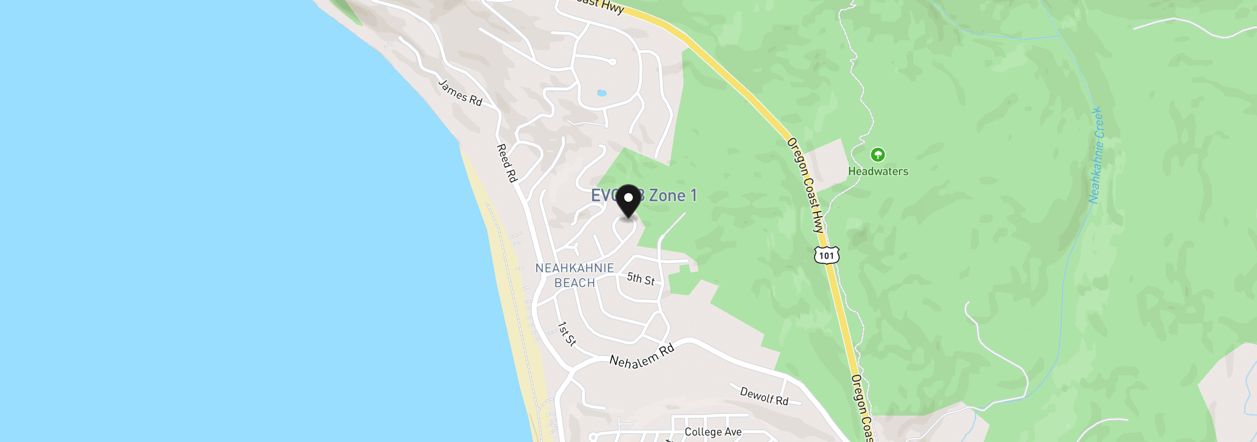 Map showing the location of 8485 Treasure Rock Rd, Nehalem, OR 97131