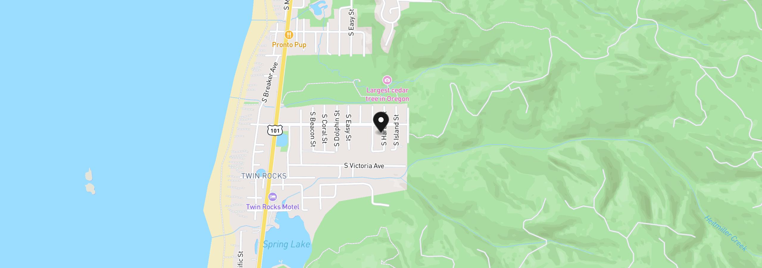Map showing the location of 1035 S Harbor St, Rockaway Beach, OR 97136
