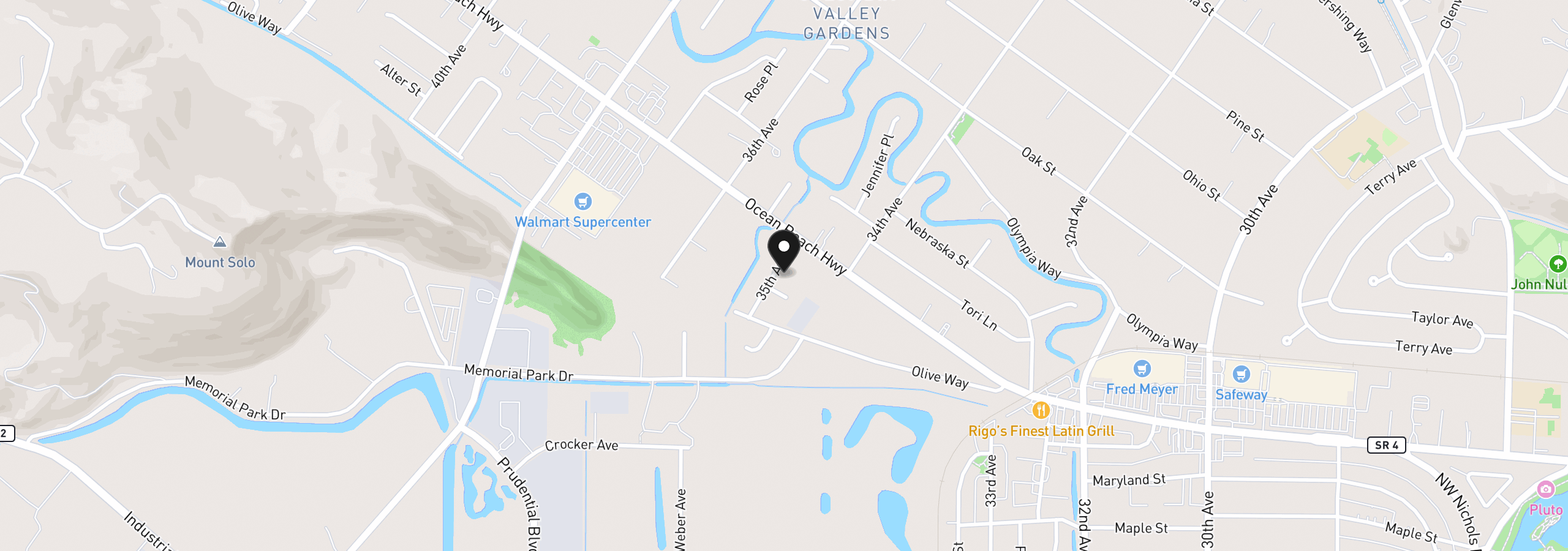 Map showing the location of 2110 35th Ave, Longview, Wa 98632