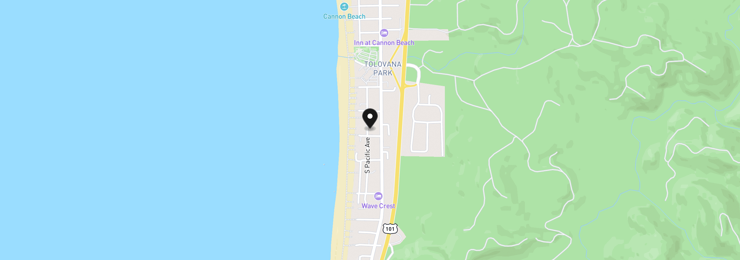 Map showing the location of 3679 Pacific St, Cannon Beach, OR 97110