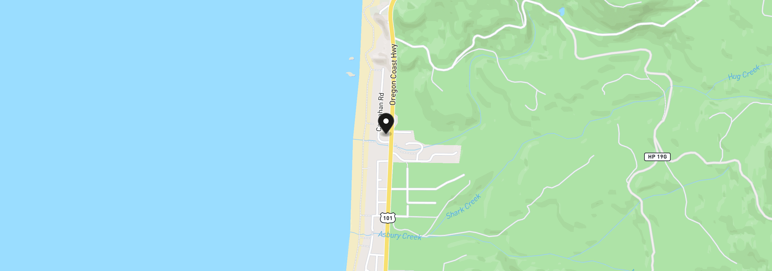 Map showing the location of 80405 Carnahan Rd, Arch Cape, OR 97102