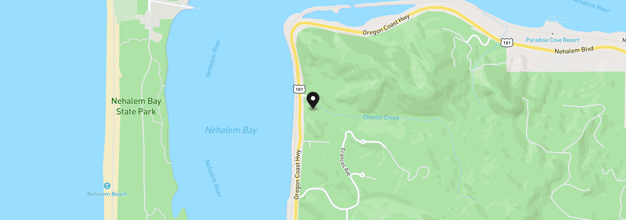 Map showing the location of Hwy 101, Rockaway Beach, OR 97136
