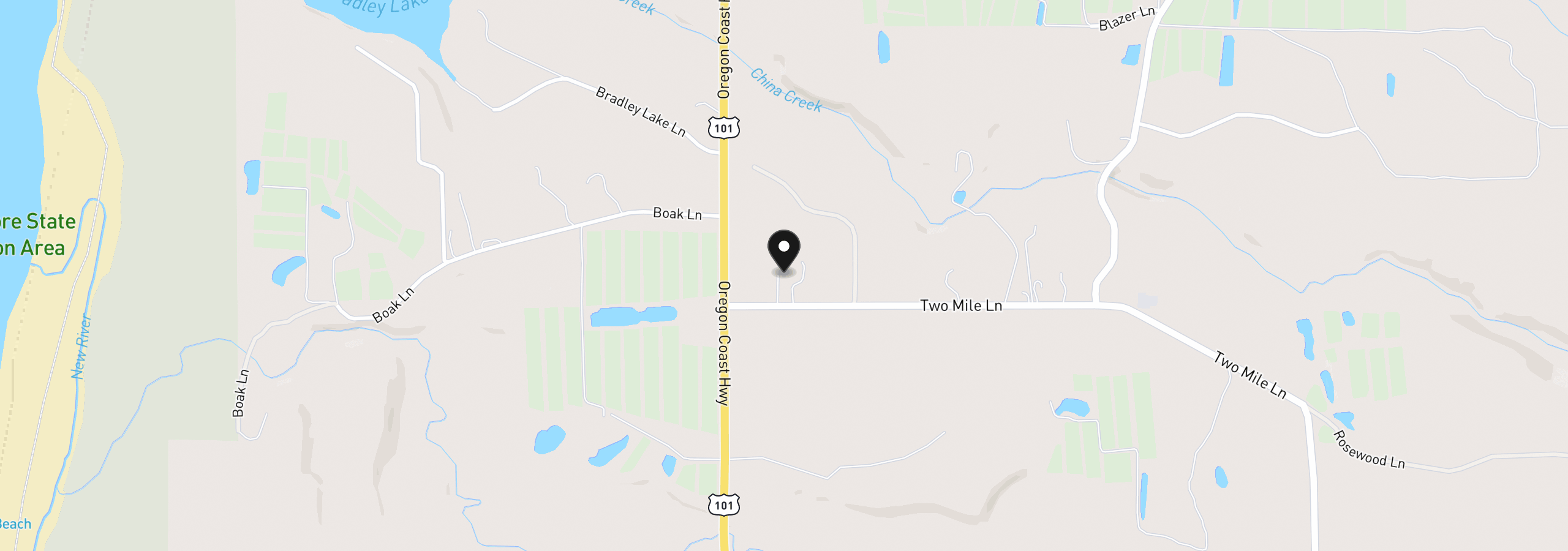 Map showing the location of 87593 Two Mile Ln, Bandon, OR 97411