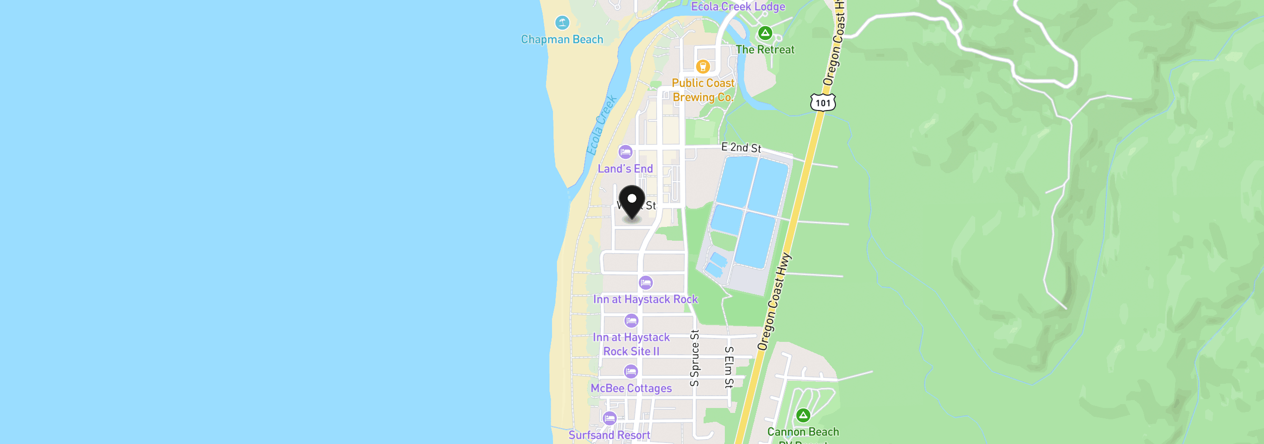 Map showing the location of 172 W Taft St, Cannon Beach, OR 97110