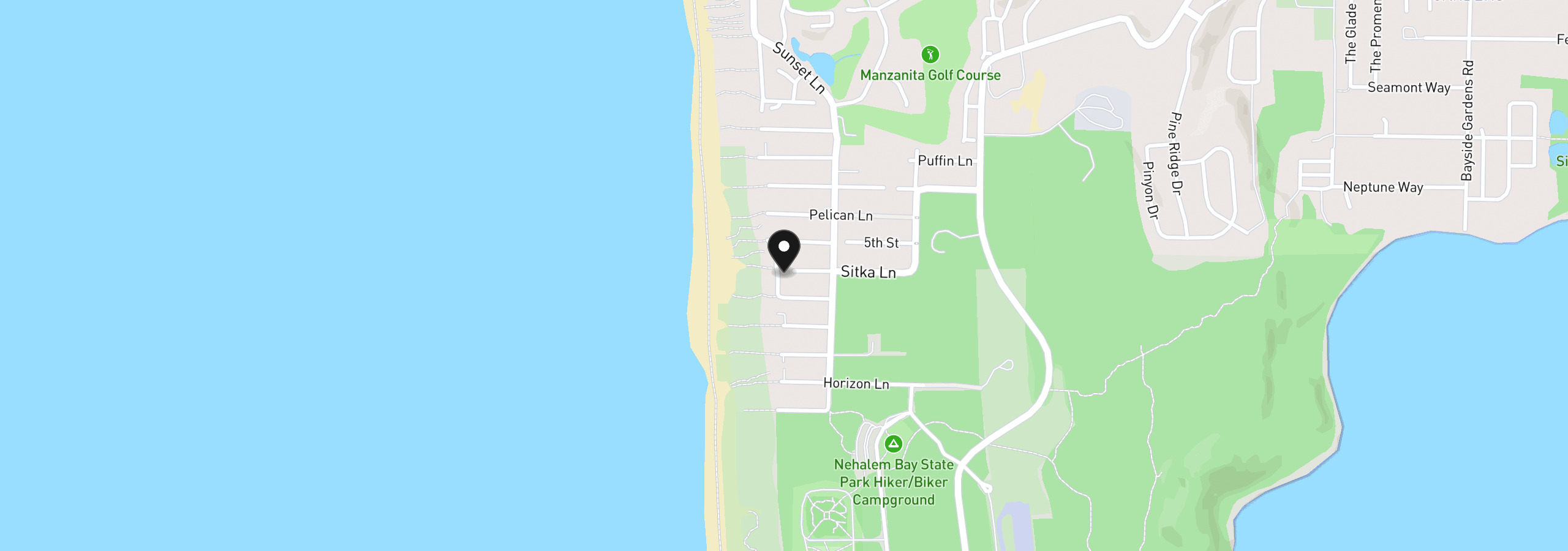 Map showing the location of 8855 Sitka Ln, Manzanita, OR 97130