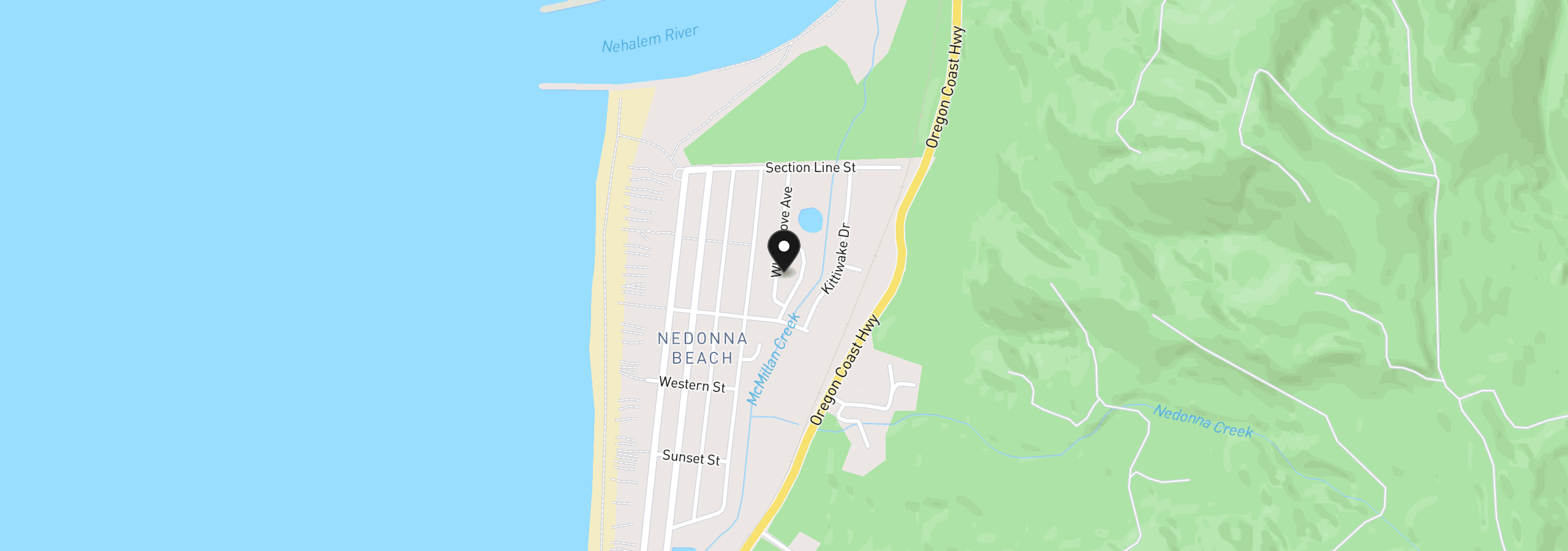 Map showing the location of 26531 White Dove Ave, Rockaway Beach, OR 97136