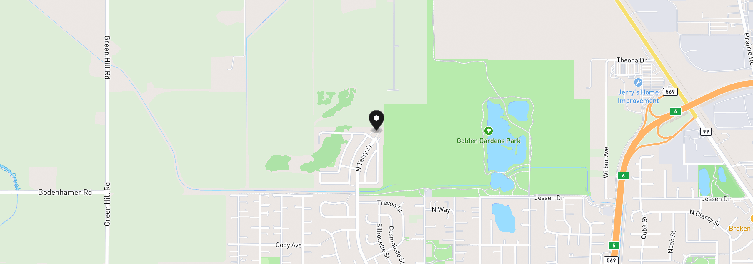 Map showing the location of 2350 N Terry St 143, Eugene, OR 97402
