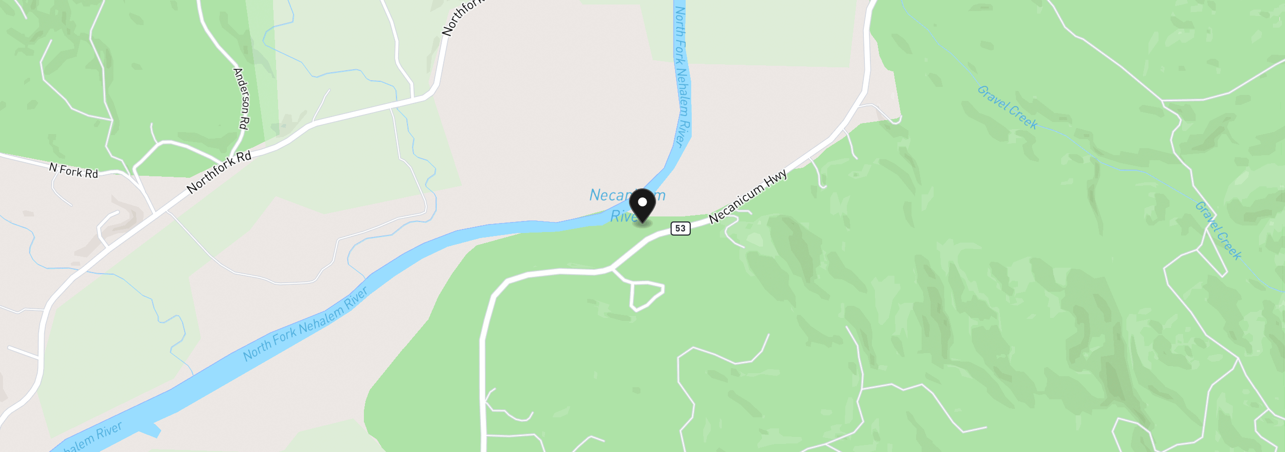 Map showing the location of 39330 Hwy 53, Nehalem, OR 97131