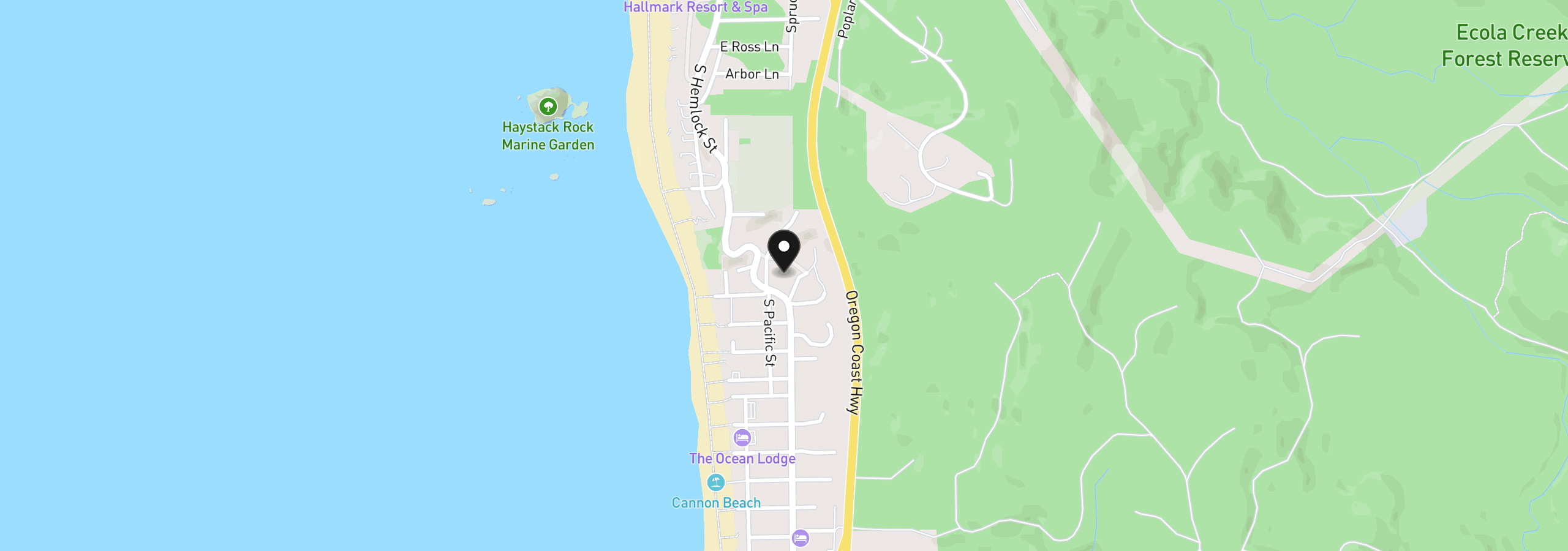 Map showing the location of 2247 Pacific St, Cannon Beach, OR 97110