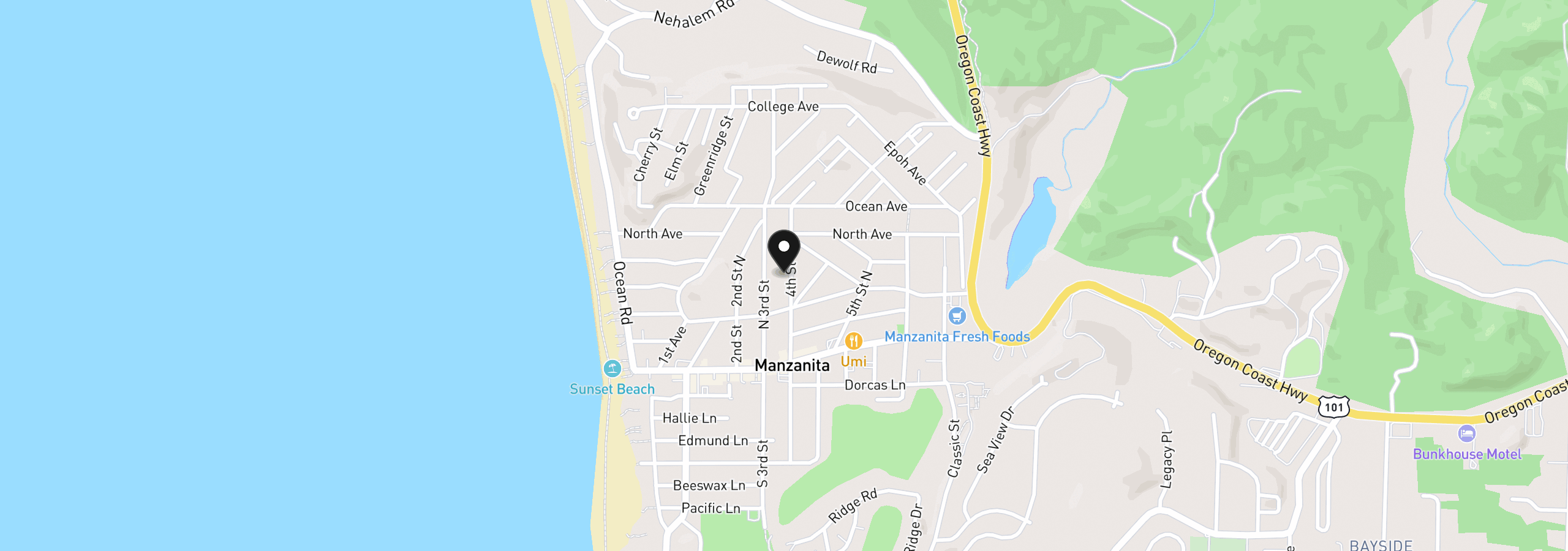 Map showing the location of N Fourth St 16, Manzanita, OR 97130