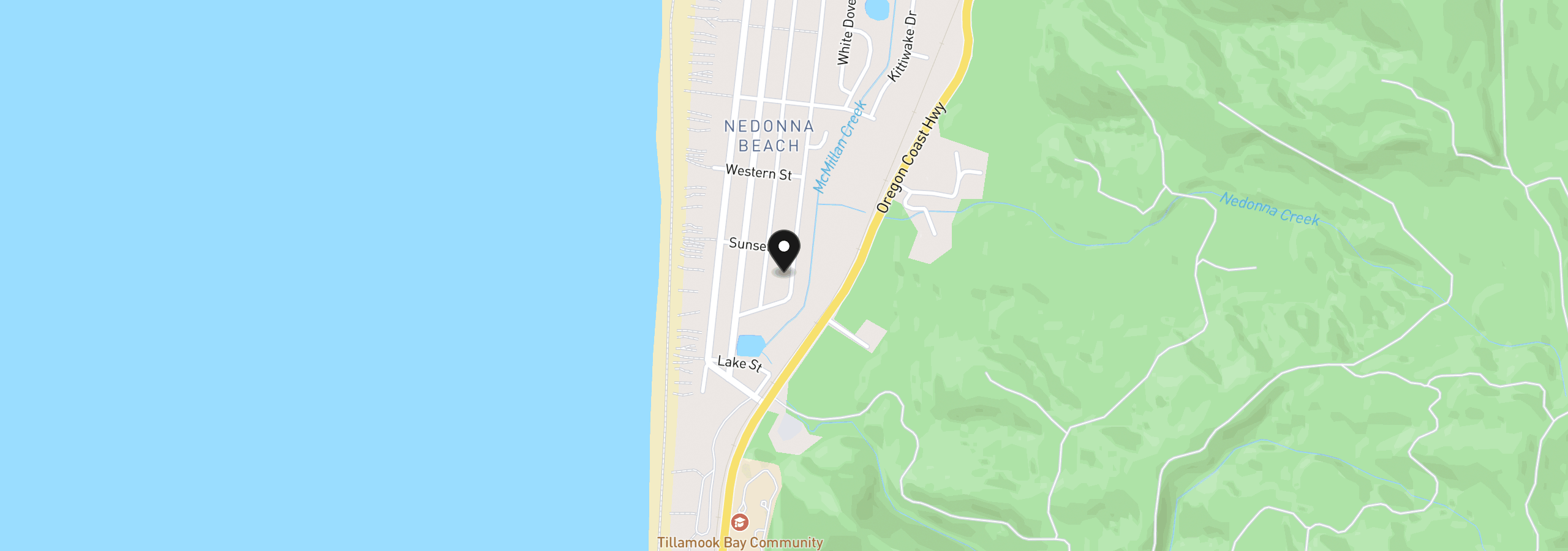 Map showing the location of 25930 David Ave, Rockaway Beach, OR 97136
