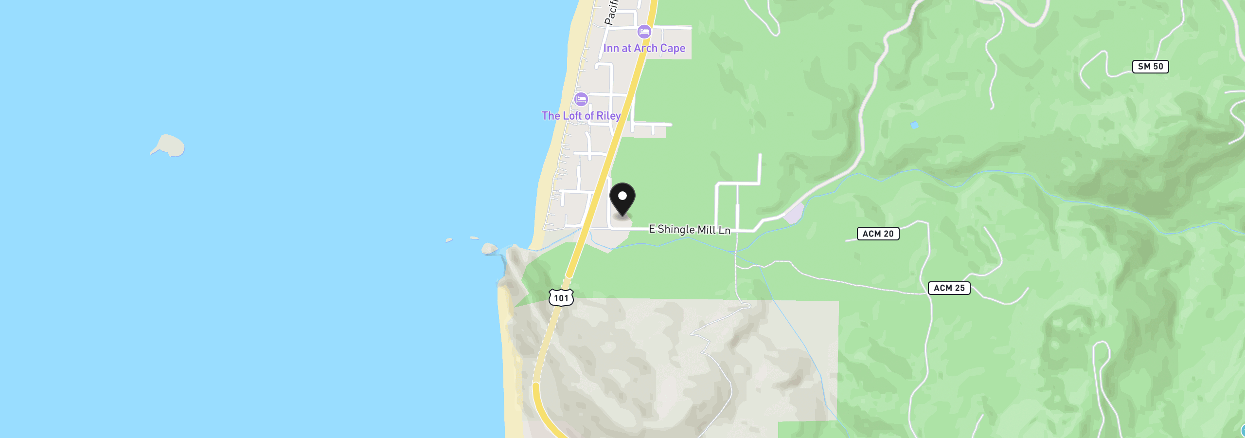 Map showing the location of 31913 E Shingle Mill Ln, Arch Cape, OR 97102
