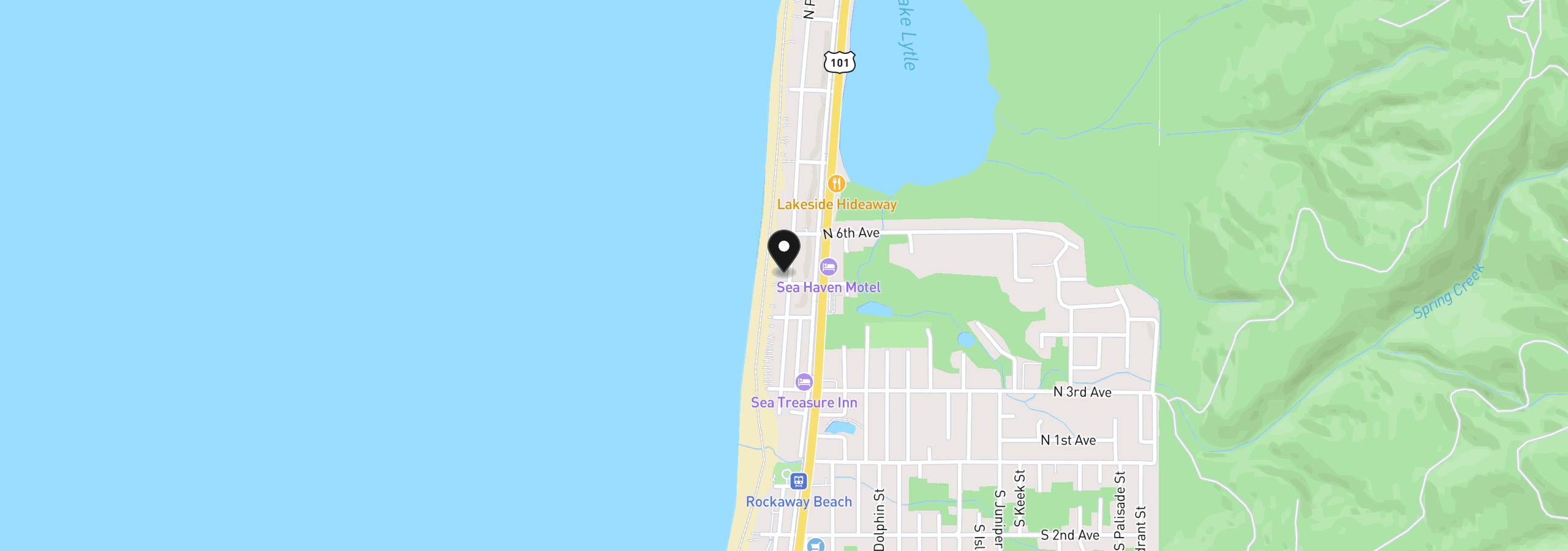 Map showing the location of 505 N Pacific 2, Rockaway Beach, OR 97136