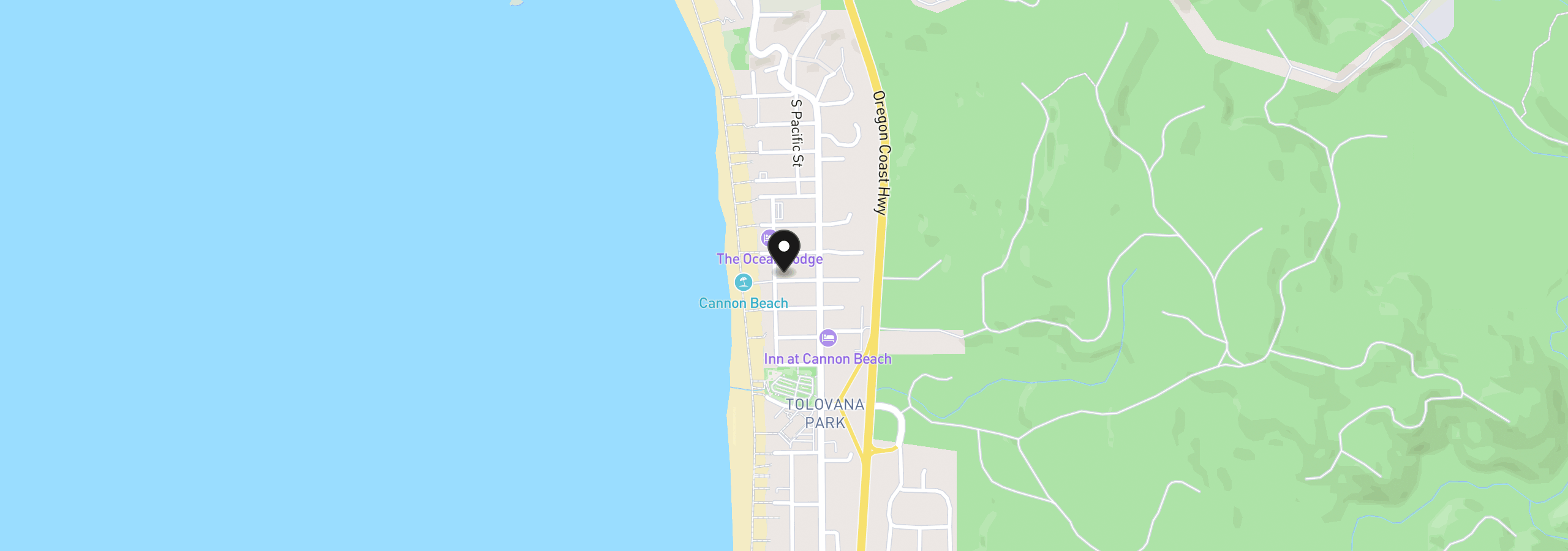 Map showing the location of 180 W Susitna St, Cannon Beach, OR 97110