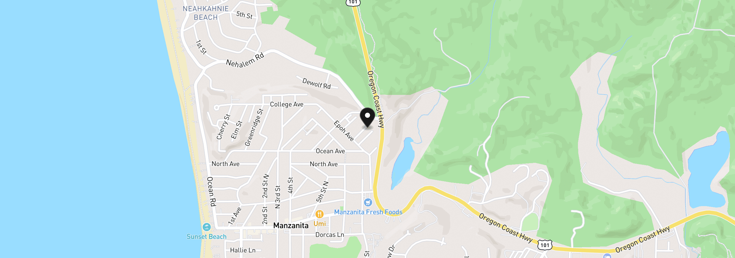 Map showing the location of 38425 18th St, Manzanita, OR 97130