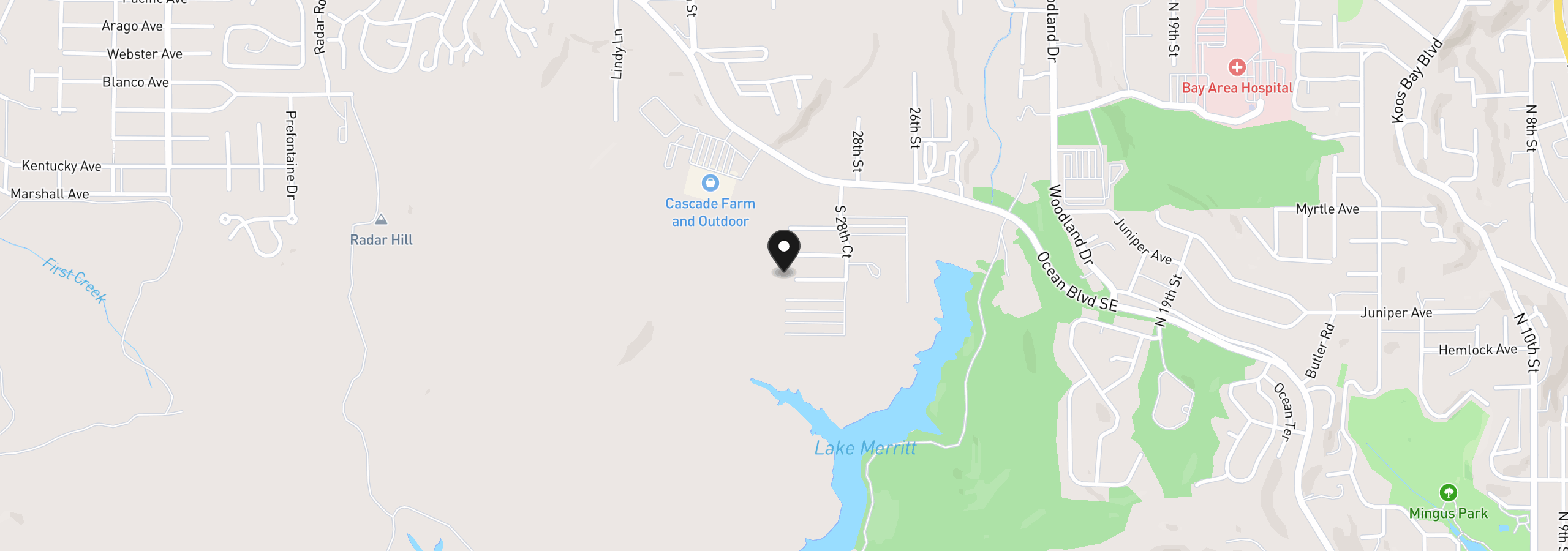 Map showing the location of 3090 Twig Ter, Coos Bay, OR 97420