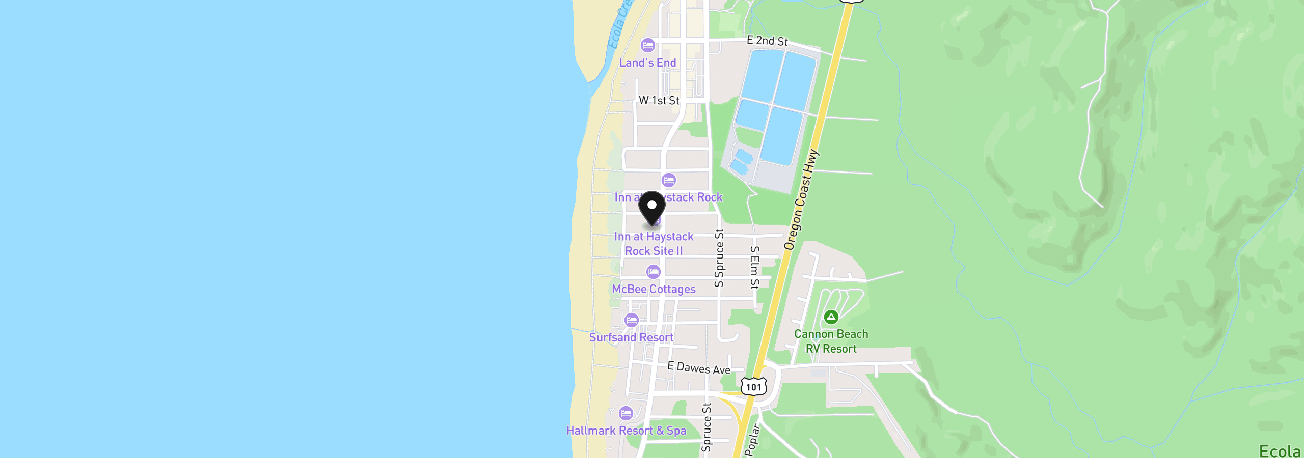 Map showing the location of 148 W Monroe St, Cannon Beach, OR 97110