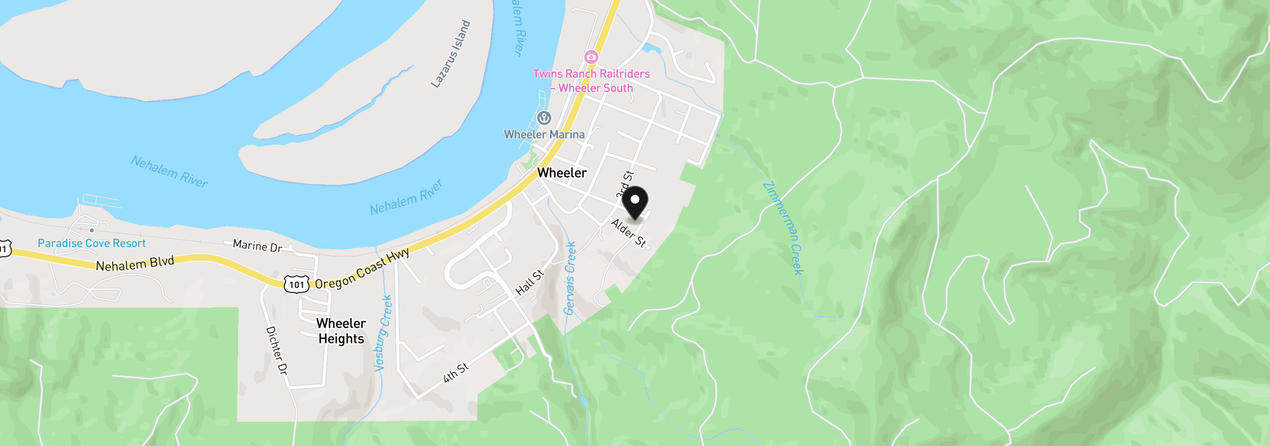 Map showing the location of 394 Gregory St, Wheeler, OR 97147